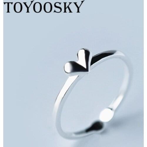 Fashion New 925 Sterling Silver Rings For Women Love Heart Ring Open Simple Sterling Silver Jewelry
