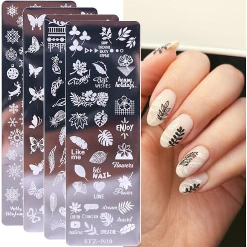 1pcs Nail Art Stamp Butterfly Flower Leaf Geometry Animals Snowflake Nail Stamping Template Image Plate Stencil Nail Tool