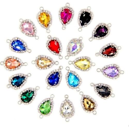 10pcs Double Holes Charm Connectors for Making Bracelet Findings, Glass Crystal Rhinestone End Clasp for DIY Ear Jewelry Making