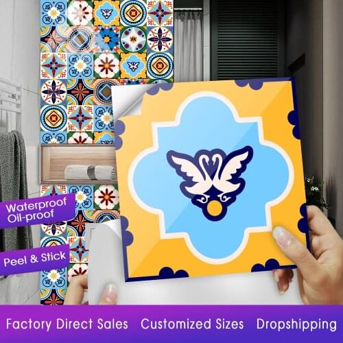 10pcs/set Mandala Floral Texture Crystal Hard Tiles Wall Sticker Kitchen Washbasin Home Decor Wall Decals Waterproof Art Mural