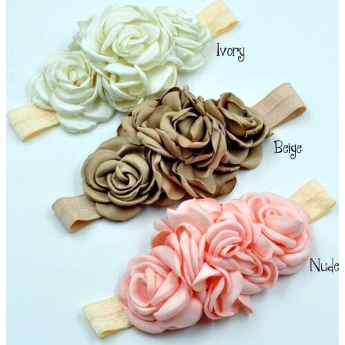 10PCS Layered Flower on Elastic Headband Baby Headband 3Colors Children Hair Accessories