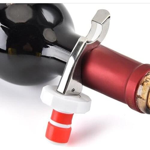 100pcs Reusable Red Wine Bottle Stopper Manual Press Beverage Bottle Stoppers Wine Stopper Silicone Stainless Steel Tools NO104