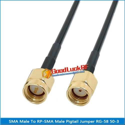 1X Pcs SMA Male To RP-SMA RPSMA Male Plug RF Connector Pigtail Jumper RG-58 RG58 3D-FB Coax Cable 50 Ohm Low Loss High Quality