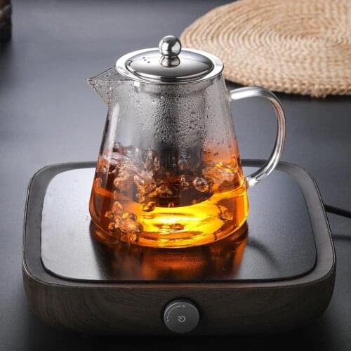 2020 High Borosilicate Heat-resistant Glass Teapot Stainless Steel Filter Flower Teapot 1300ML Transparent Tea Set Bubble Teapot