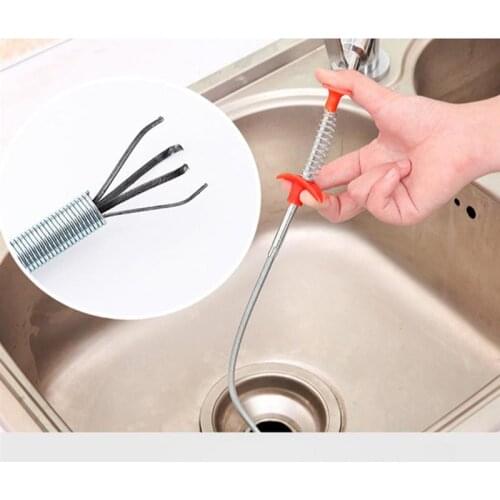 85cm Hair Catchers Long Flexible Pick Up Claw Bathroom Kitchen Spring Grip Reaching Grabber Hand Tool