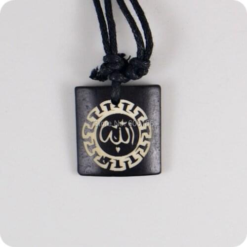 ALLAH Arab Islam Quran yak bone Carving Pendant Necklace Amulet Lucky Gift Tribal Totem Fashion Jewelry