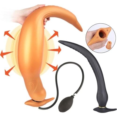 Super Long Anal Plug Huge Inflatable Butt Plug Dildo Pump BDSM Anus Expansion Prostate Massage Vagina Masturbator Erotic Sex Toy