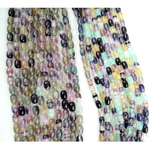 Natural Stone Beads oval fluorite For DIY Necklace Jewelry Making Strand 15",Free Shipping Y12