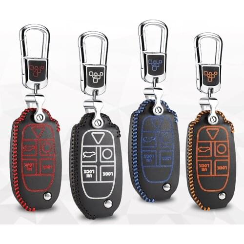 Key case for volvo XC90 2004 2008 2010 2013 xc class 2014 shell key cover holder top layer leather key Free shipping