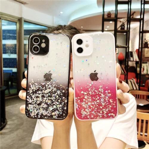 Luxury Sequins Gradient Glitter Stars Phone Case For OPPO A52 A15 A91 F17 F19 Pro A93 A3S A31 A53 A5 A9 2020 Realme C21 C2 C20