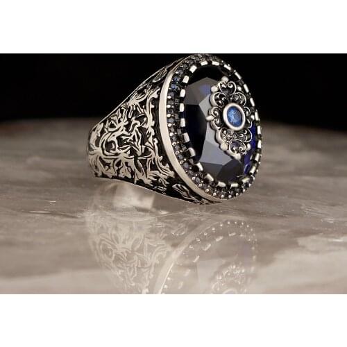 Zircon Traditional Handmade Turkish 925 Sterling Silver Signet Rings Jewelry Gift From Turkey for Women Men