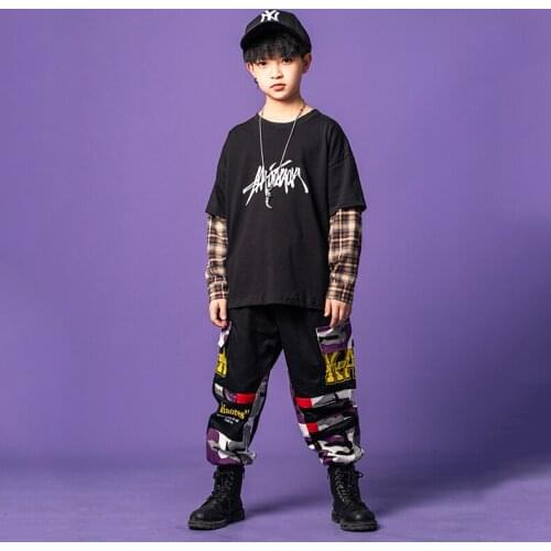 Kids Carnival Hip Hop Dancing Outfits Oversized Sweatshirt Tactical Cargo Pants pants Girls Jazz Dance Wear Costume Rave Clothes