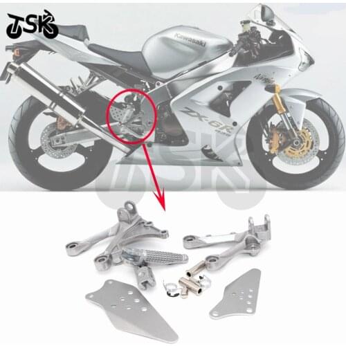 For KAWASAKI ZX 636 2005 2006 ZX 6R 2005 2006 2007 2008 Silver Front Footrests Foot pegs Fit New