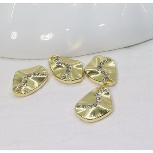 Eruifa 10pcs 22*12mm Rhinestone Coin Zinc Alloy necklace,earring bracelet jewelry DIY handmade 2 colors