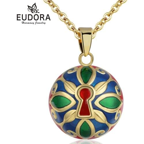 Eudora New Original Baroque Harmony necklace Pregnancy ball Pendant Enamel Jewelry Chime ball bola royal court luxury style B343