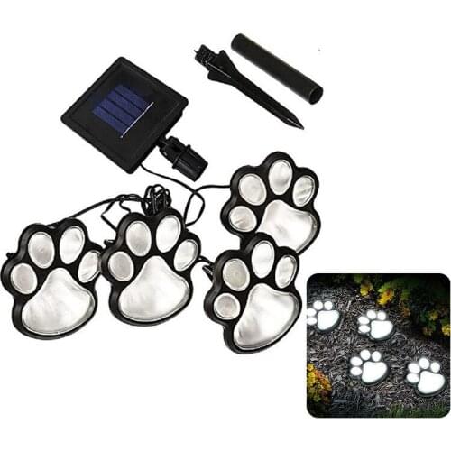 LED Solar Garden Light Outdoor Waterproof for Garden Decoration Dog Cat Animal Paw Print Lights Path Lawn Lamp String Paths Ligh