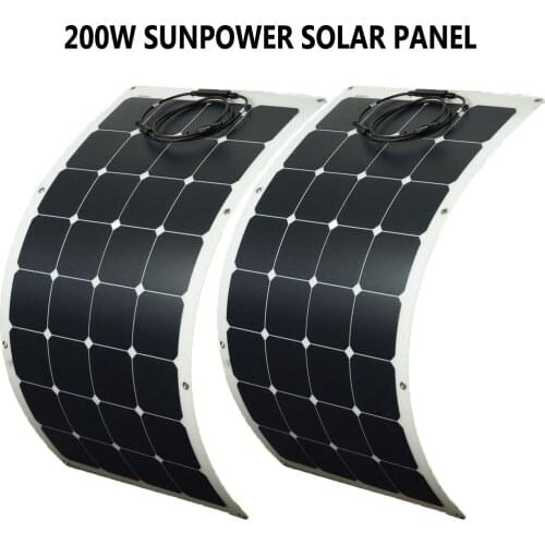 100W 200W Highest Quality Sunpower Cell ETFE Flexible Solar Panel 12V 24V For RV/ Boat/ Car/Home