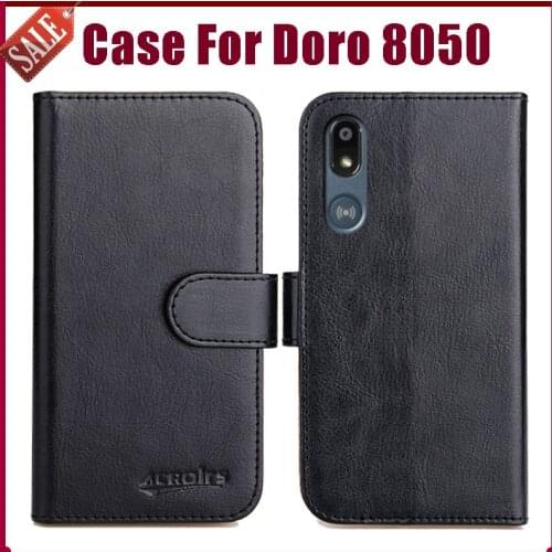 Hot! Doro 8050 Case 5.45" Fashion 6 Colors Flip Soft Leather Phone Wallet Cover For Doro 8050 Case Card Solts