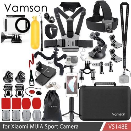 Vamson for Xiaomi MIJIA Accessories Kit Head Chest Strap Suction Cup Frame Box Tripod Mount Monopod for MIJIA Sport Camera VS148