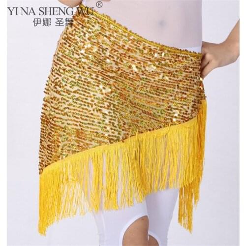 Belly Dance Costumes Sequins Belly Dance Tassel Hip Scarf for Women Belly Dancing Triangle Scarf Professional Performance Belts