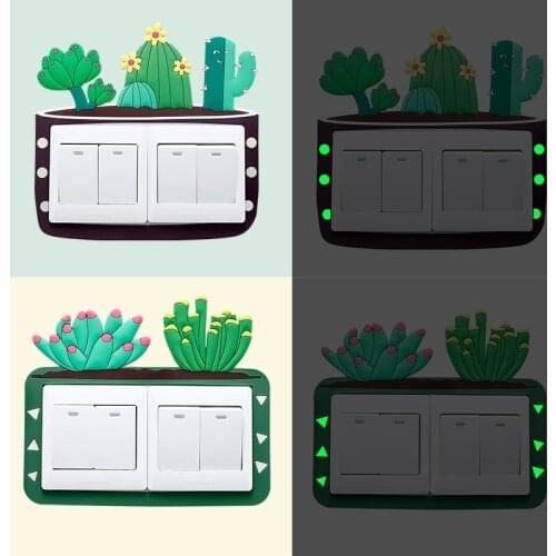 Creative Luminous Light 3D Double Switch Stickers Paste Soft PVC Multi Meat Switch Protective Cover Wall Paster Home Decors