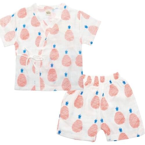 Summer Baby Pajamas Suit Short Sleeve + Short Pant Breathable Cotton Pajama Boy Girl Kids Toddlers Home Clothing Sleepwears Set