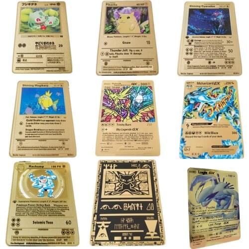 HOT Pokemon Game Cards Anime Battle Pikachu Metal GX EX Charizard Mew Shining Ho TAG TRIO Dragonite Action Figure Collecting Toy