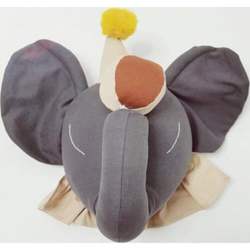 Cute Animal Elephant Head Stuffed Plush Doll Children Room Hanging Decoration Hanging Crafts Home Decor