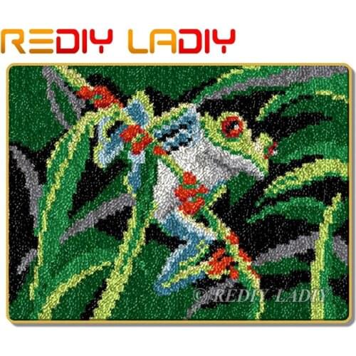 Latch Hook Rug Kits Make Your Own Rug Cartoon Frog Crocheting Cushion DIY Carpet Rug Acrylic Yarn Printed Canvas Hobby & Crafts