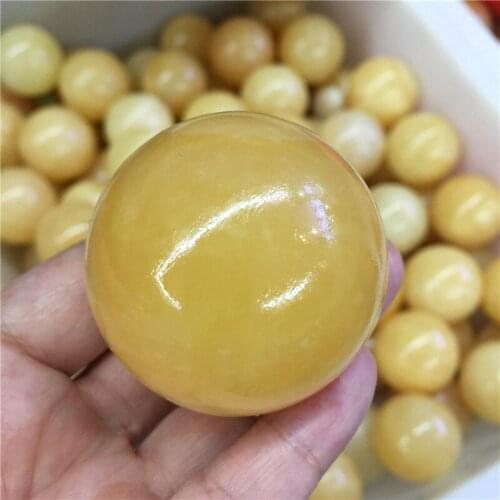 Natural Yellow Jade Crystal Sphere Ball Polished Healing Fengshui Home Decoration Collection Gift