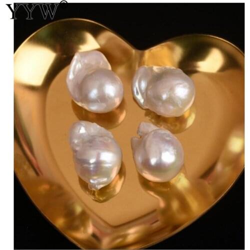 15-16mm 1pc Irregular Beads White Natural Freshwater Baroque Pearls, Naked Bead For DIY Pendant Necklace/Drop Earrings Making