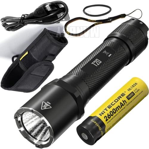 Nitecore T20 1300 LMs CREE XP-L2 V6 LED USB Rechargeable Flashlight Outdoor Tactical Torch + 2600mAh 18650 Battery Free Shipping
