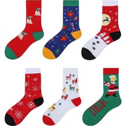 New 2020 Christmas Socks Women Men Funny New Year Santa Claus Deer Gift Printed Christmas Tree Snow Elk Calcetines Happy Socks
