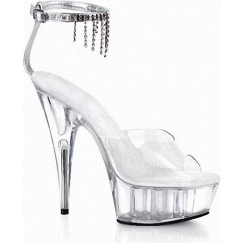 New style, transparent silver heel shoes, 15cm sexy model runway shoes, pole dancing shoes