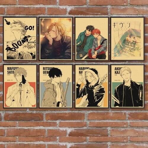 Given Anime Kraft Paper Poster Art Home Decoration Cloth Fabric Wall Art Painting For Home Decor Wall Stickers