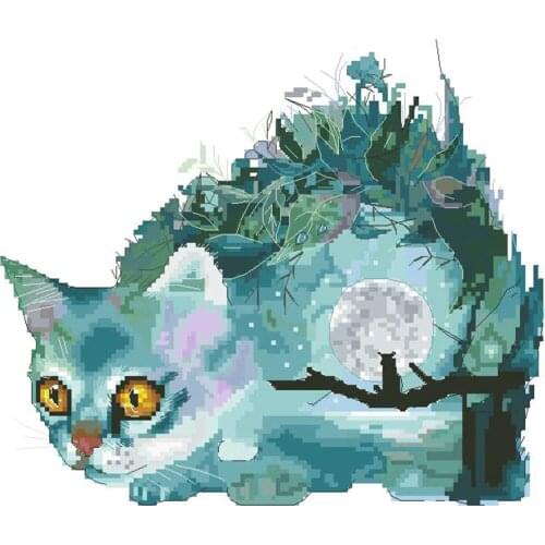 Lovely Gold Collection Counted Cross Stitch Kit Workshop Cat And Moon Cartoons 10983