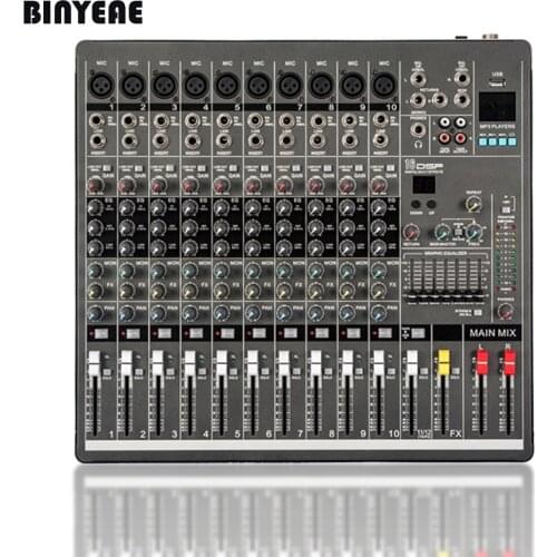 Professional Audio Mixer 10 Channels Mixing Console YA1000 Mezcladora De DJ