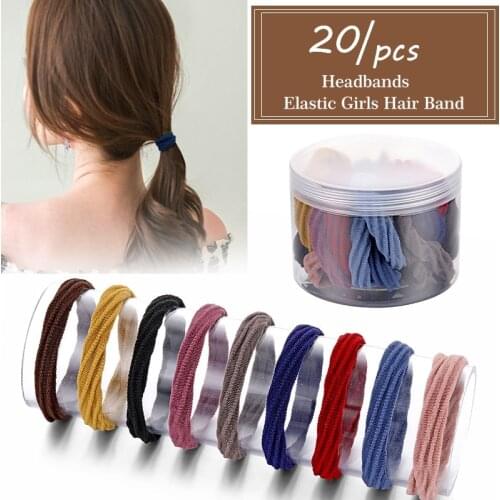 IFMIA 20Pcs Candy Elastic Hair Band For Women Girls New 2020 Fashion Ponytail Kids Hair Rings With Box Christmas Hair Jewelry
