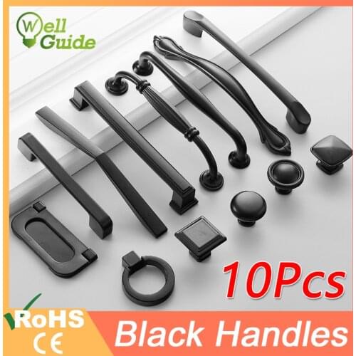 10Pcs Black Handles for Furniture Cabinet Knobs and Drawer Knobs Cabinet Pulls Cupboard Handles Knobs and Kitchen Handles