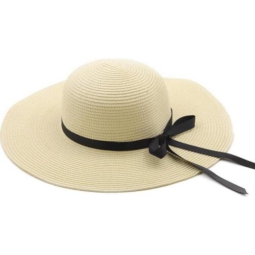 Simple Summer straw hat women big wide brim beach hat sun hat foldable sun block UV protection panama hat bone chapeu feminino