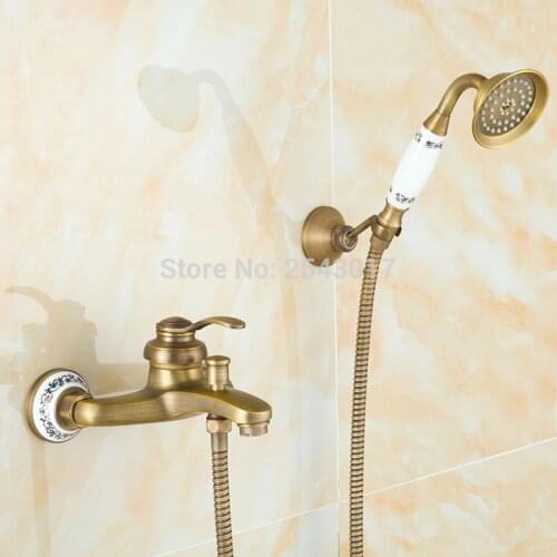 Factory Direct Low Price Shower Faucet Antique Bronze Copper Shower Set Bathroom Telephone Style Hand Shower with Ceramic ZR007
