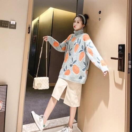 Imitation Mink Velvet Loose Thick Sweater Pullover Women Wear Korean Versio Turtleneck Cartoon Pattern Sweater 2020 New Winter