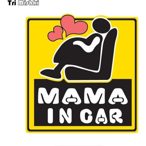 Tri Mishki WCS750 13*14cm MAMA in car Pregnant on board car sticker PVC coloful Decals Motorcycle Accessories sticker