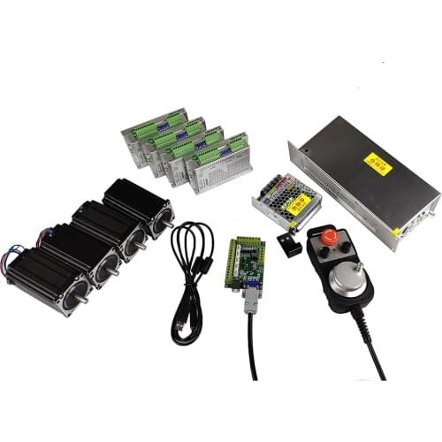 Mach3 USB motion control system 4-axis motion setting emergency stop electronic handwheel 556 stepper driver nema23/57 3nm motor