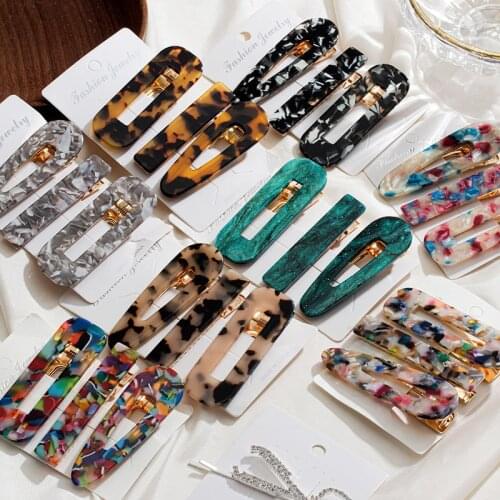 2021 Women Fashion Leopard Acetate Pearl Geometric Hair Clips For Women Girls Headband Sweet Hairpins Barrettes Hair Accessories