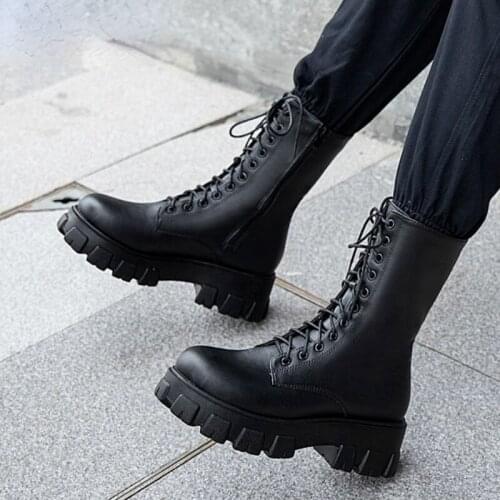 2021 Winter New Women Casual Boots Fashion Warm Boots Top Quality Pu Leather Platform Military Boots Size 35-43 White Boots