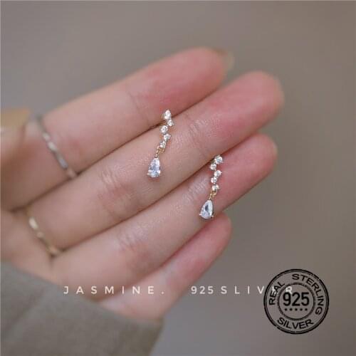 S925 Silver Dangle Earrings For Women French Broken Diamond Water Drop Zircon Gift INEFFA Tassels Elegant Luxury Simple Romantic