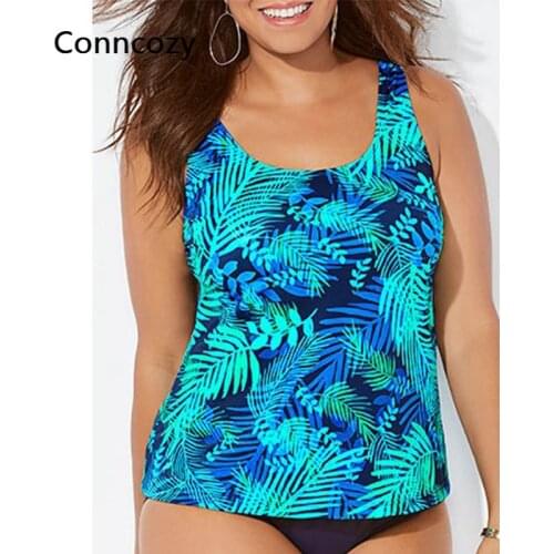 Plus Size Swimsuit New Two-piece Leaf Print Tank Top with Briefs Swimwear Bathing Suit Women Monokini Swimming Suit for Women