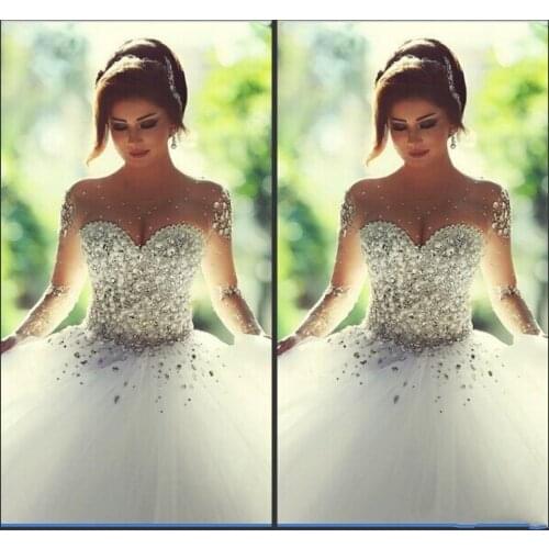 Romantic New Custom Made New Arrival Sexy Vestidos De Novia Long Train Weddings &Events Ball Gown Wedding Dress Bridal Gown