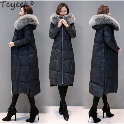 Tcyeek Winter Female Jacket + Large Fox Fur Hooded Clothes 2020 Thick Warm 90% Duck Down Coat Womens Down Jacket Hiver 801113
